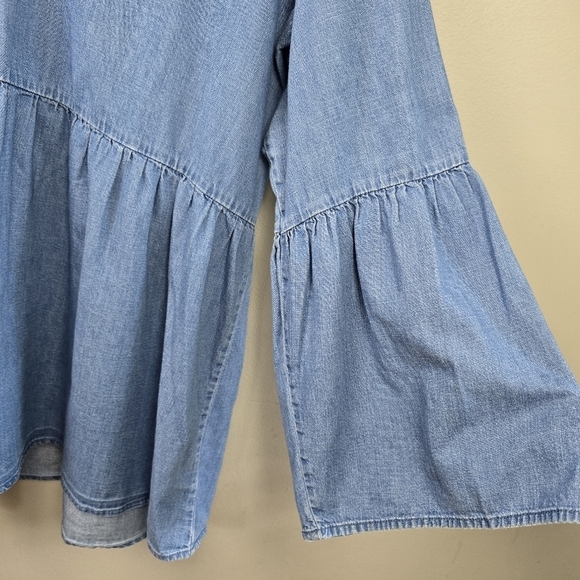 LANEBRYANT‎ Chambray Bell Sleeve V-neck Blouse Blue Womens Plus Sz 18/20 - Picture 5 of 12